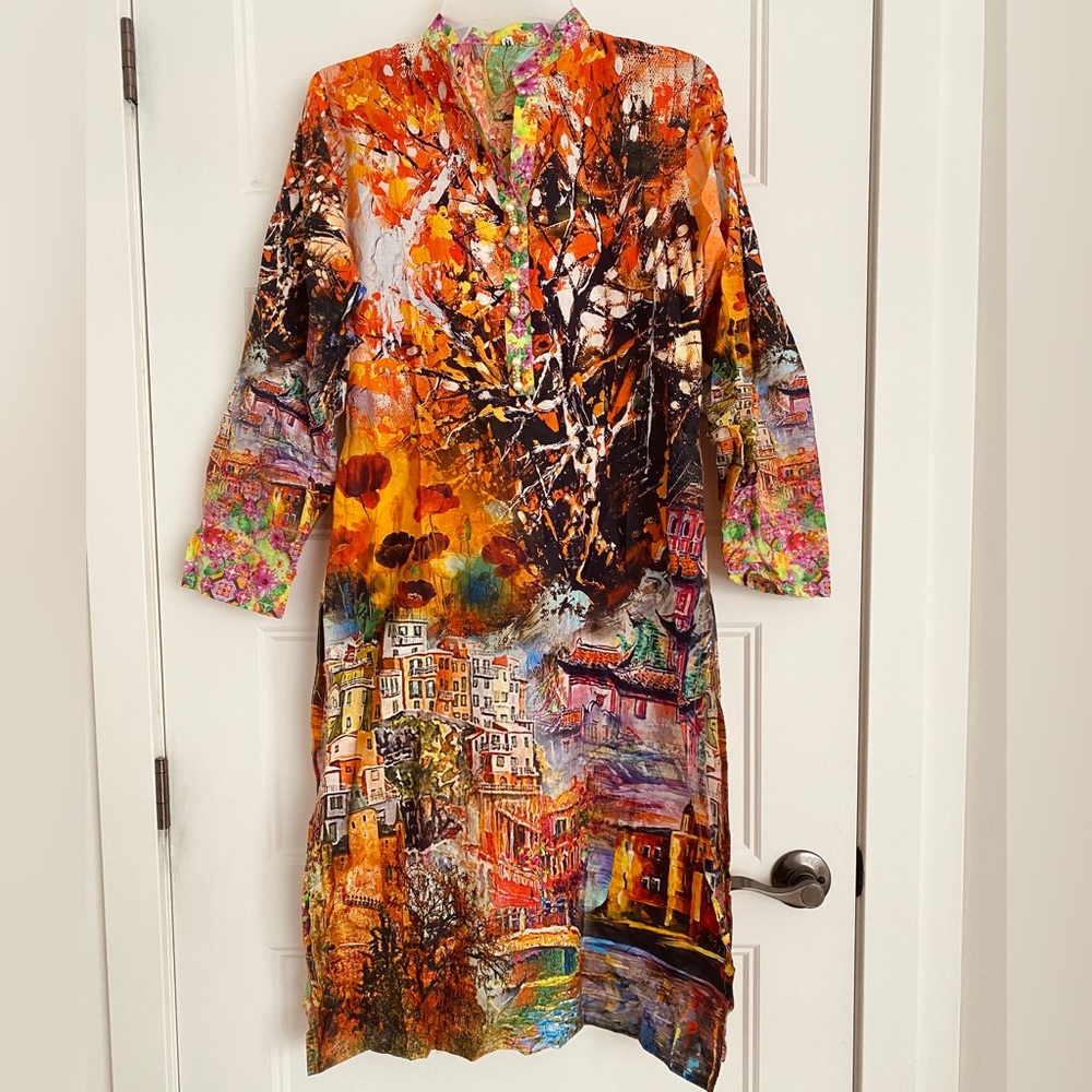 Cotton Digital Print Kurta Kurti Pakistani Indian Tunic Size Small / Medium